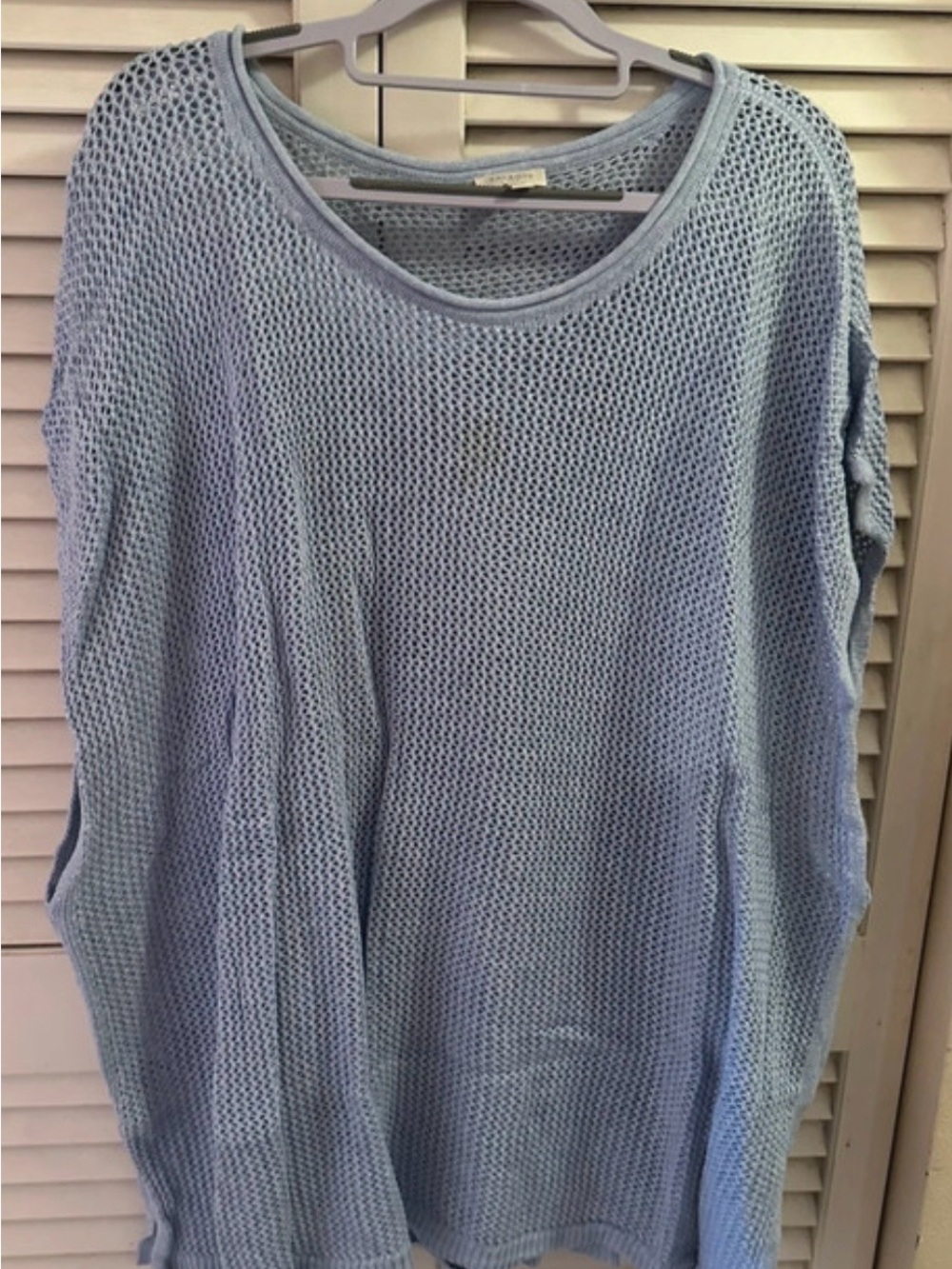 Talbots Pale Blue Open-Knit Scoop Neck Sweater